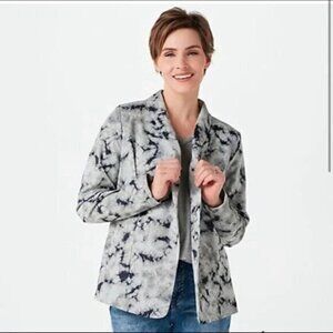 LOGO by Lori Goldstein Abstract Black and Gray Blazer